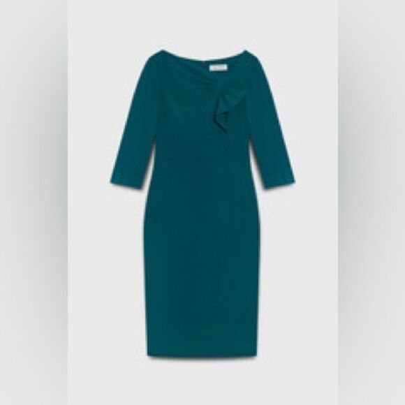THE FOLD Islington Dress Dark Teal Sculpt
Stretch Crepe Elegant Dress SZ 12 - Picture 2 of 9